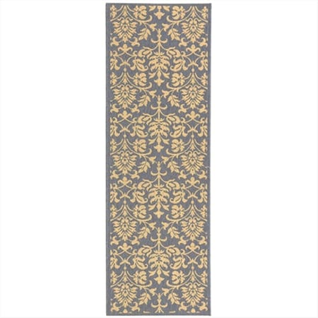 Safavieh 2 Ft. -4 In. X 9 Ft. -11 In. Runner Indoor-Outdoor Courtyard- Blue And Natural- Machine Made Rug CY3416-3103-210